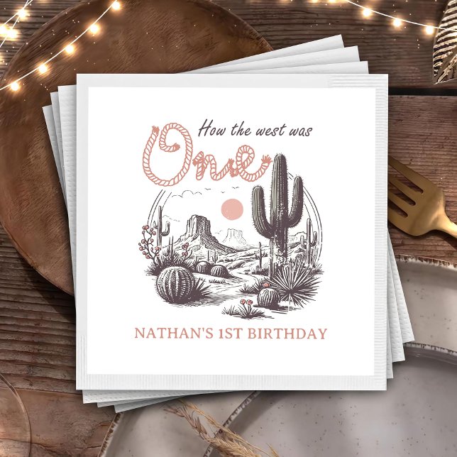 Serviette En Papier Desert Western Rodeo 1er Anniversaire Napkins (Créateur téléchargé)