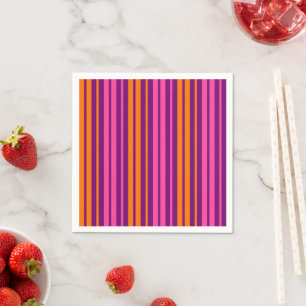 Serviette En Papier Design à rayures verticales rose orange violet