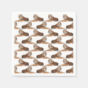 Serviette En Papier Design blanc d'animal de tigre doré et noir