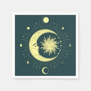 Serviette En Papier Design céleste du soleil et de la lune avec phases