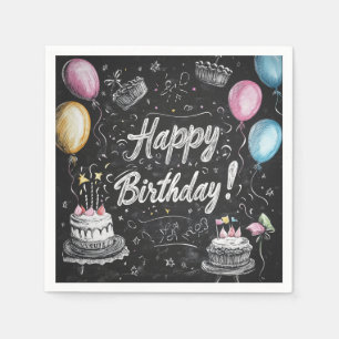 Serviette En Papier Design d'anniversaire de style Chalkboard