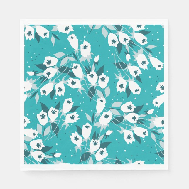 Serviette En Papier Design d'art botanique Motif élégant à la fleur de (Devant)