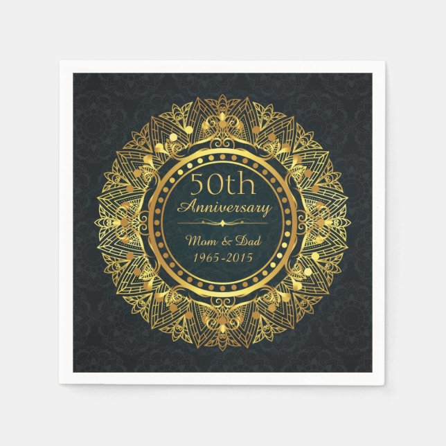 Serviette En Papier Design de luxe 50e anniversaire de Mariage (Devant)