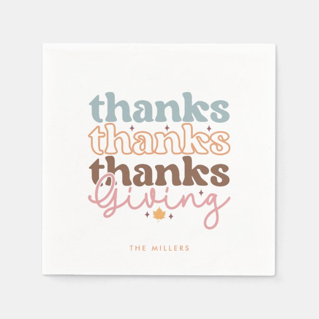 Serviette En Papier Design de typographie super Thanksgiving (Devant)