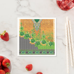Serviette En Papier design d'un mur vert et jaune suspendu