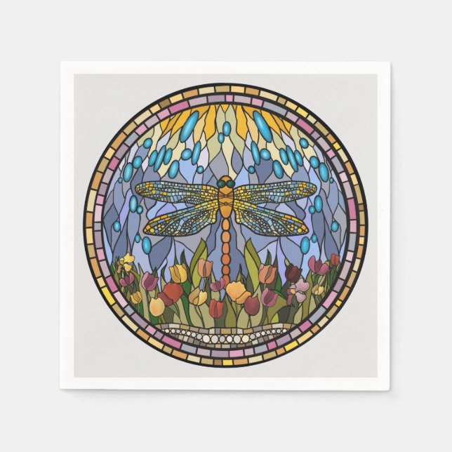 Serviette En Papier Design en verre à collier de libellules (Devant)