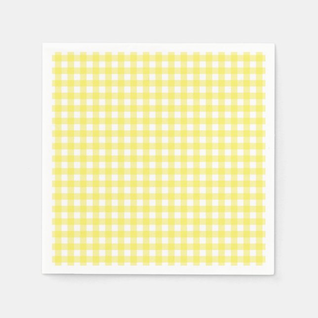 Serviette En Papier Design En vichy jaune et blanc (Devant)