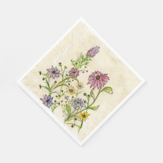 Serviette En Papier Design Fleur sauvage sauvage sur des serviettes en