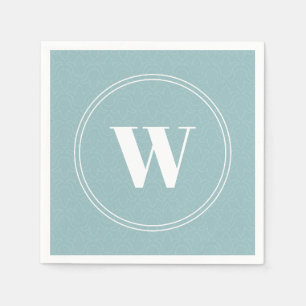 Serviette En Papier Design floral, bleu clair, cadre monogramme
