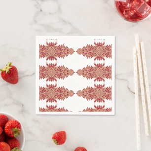 Serviette En Papier Design floral rouge et orange avec graphique ornem