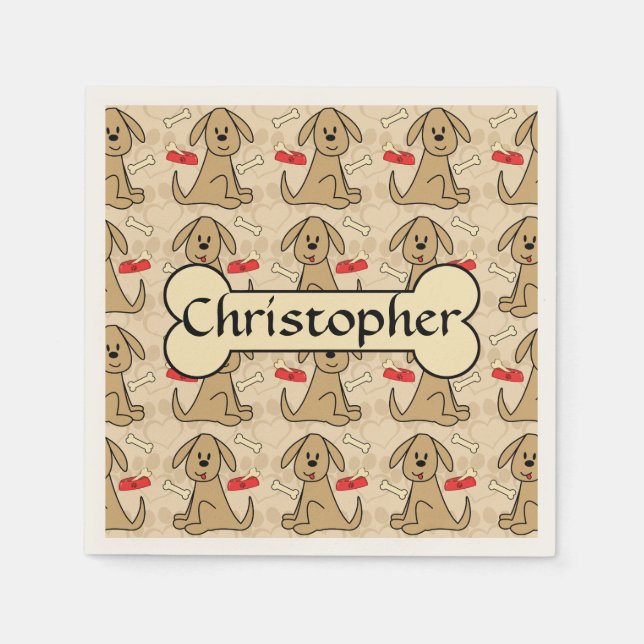 Serviette En Papier Design graphique Chien Chien Chien Brown Personnal (Devant)
