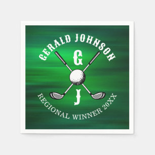 Serviette En Papier Design minimaliste Élégant Golf Monogramme