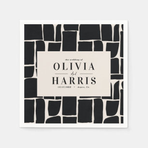 Serviette En Papier Design minimaliste moderne noir & blanc parti