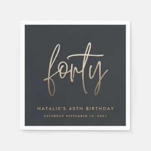 Serviette En Papier Design moderne 40e anniversaire simple élégant scr