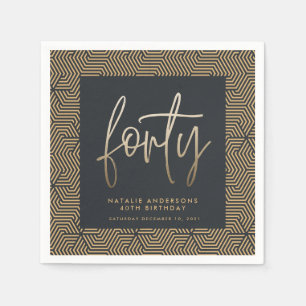Serviette En Papier Design moderne 40e anniversaire simple élégant scr