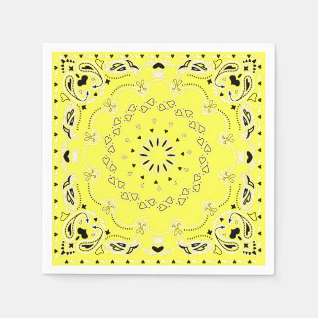 Serviette En Papier Design oriental jaune (Devant)