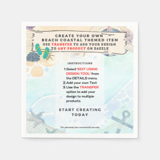 Serviette En Papier Design Propre Plage Côtière Nautique Partyware