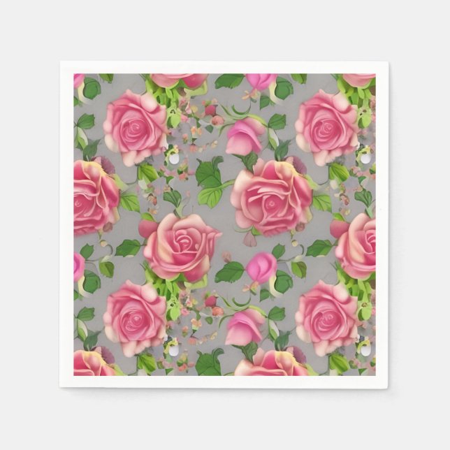 Serviette En Papier Design Rose de jardin de campagne français élégant (Devant)