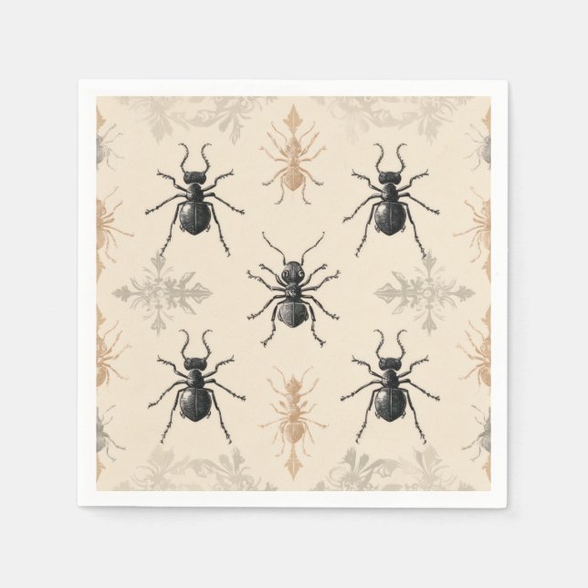 Serviette En Papier Design vintage chic de fourmis symétriques (Devant)