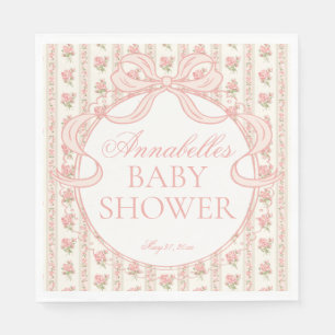 Serviette En Papier Dessert de Baby Shower aux fleurs fantaisie rose e