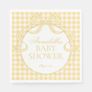Serviette En Papier Dessert de baby shower avec nœud coquet en vichy j