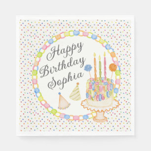 Serviette En Papier Dessert de fête d'anniversaire Confetti