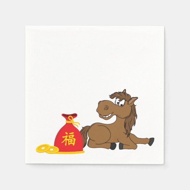 Serviette En Papier Dessin 2026 Nouvel An chinois du cheval (Devant)
