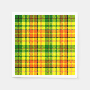 Serviette En Papier Dessin à carreaux Tartan Orange Vert Jaune