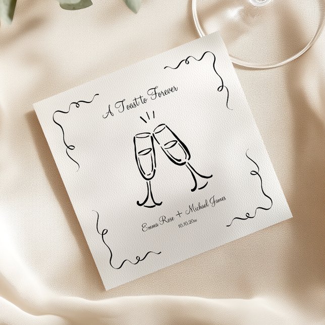 Serviette En Papier Dessin à main levée fantaisiste : un toast pour to (Créateur téléchargé)