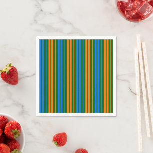 Serviette En Papier Dessin à rayures verticales vert orange bleu