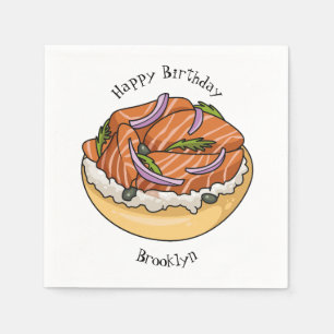 Serviette En Papier dessin animé de bagel saumon