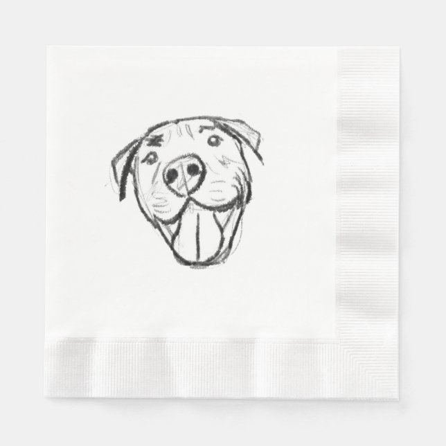 Serviette En Papier dessin de bulle simple amoureux de les chiens noir (Devant)