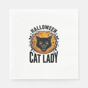 Serviette En Papier Dessin de chemise de chat noir vintage Lady Hallow