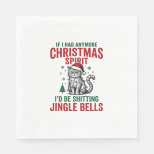 Serviette En Papier Dessin de gravure vintage d'esprit de chat de Noël