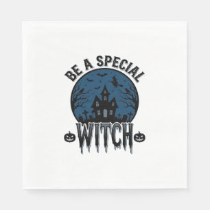 Serviette En Papier Dessin de gravure vintage Halloween sorcière spéci