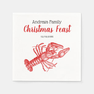 Serviette En Papier Dessin de homard rouge vintage no 1