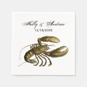 Serviette En Papier Dessin de homard vintage no 3