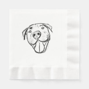 Serviette En Papier dessin de pitbull simple amoureux des chiens noir 