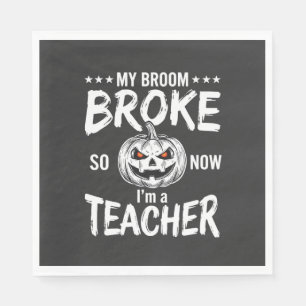 Serviette En Papier Dessin de professeur d'Halloween drôle balai cassé