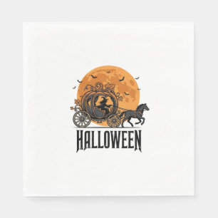 Serviette En Papier Dessin de sorcière de calèche de citrouille Hallow