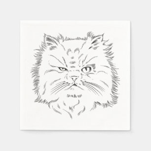 Serviette En Papier Dessin de tête d'un chat persan