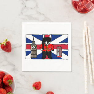 Serviette En Papier Dessin d'un Badger britannique avec Big Ben et dra