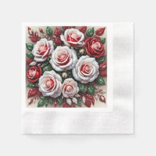 Serviette En Papier Dessin floral orné de gemmes complexes