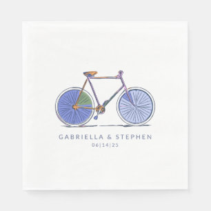 Serviette En Papier Dessin personnalisé avec ligne de bicyclette mauve