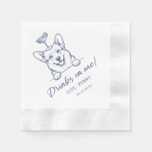 Serviette En Papier Dessin personnalisé Chien funky, Fête de fiançaill