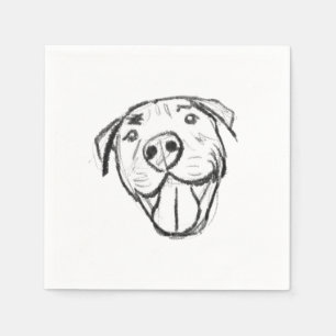 Serviette En Papier dessin pitbull simple amoureux des chiens noir bla