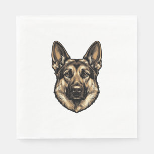 Serviette En Papier Dessin vectoriel de chien de berger à gravure vint