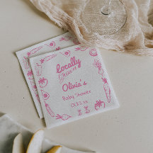 Dessiné rose Localement Cultivé Fille Bébé Douche 