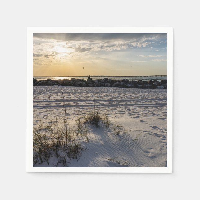 Serviette En Papier Destin Beach Floride Jetty Sunset Paper Napkin (Devant)