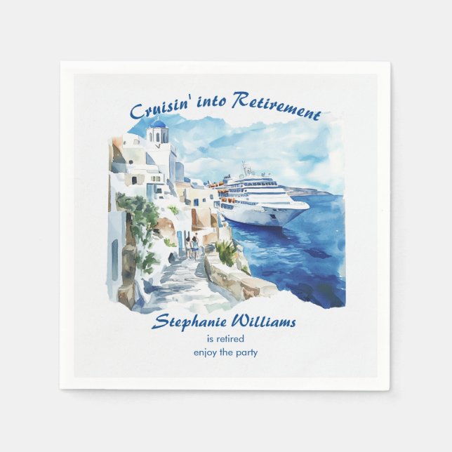 Serviette En Papier Destination Croisière de la partie de retraite Grè (Devant)